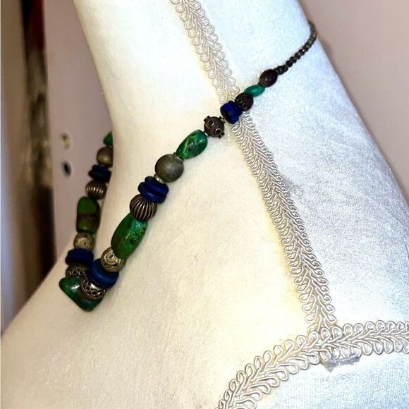 Sterling and semiprecious Nepalese necklace, handmade - Picture 4 of 7